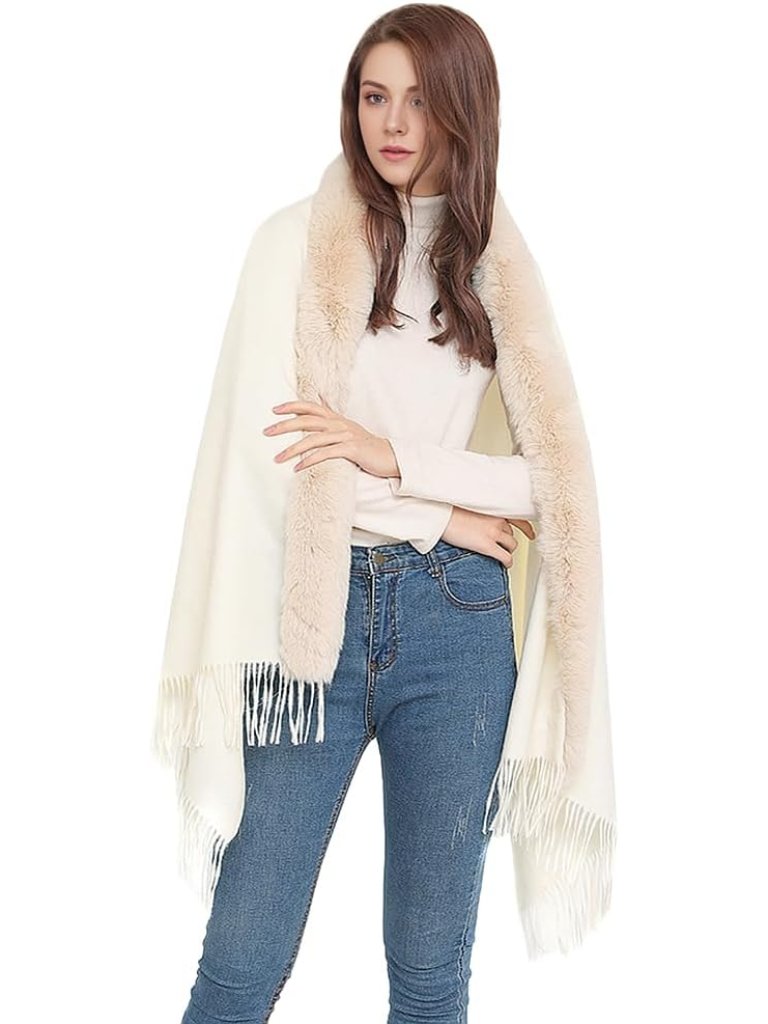Women's Large Faux Fur Pashmina Shawl Wrap Stole Evening Dresses Cape Classic Ca